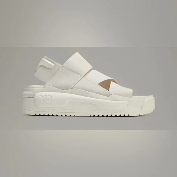 Y-3 Yohji Yamamoto White Slide Sandals | Men’s Size 8 Y-3 YOHJI YAMAMOTO ADIDAS WHITE LEATHER PLATFORM SLIDES  main image 2